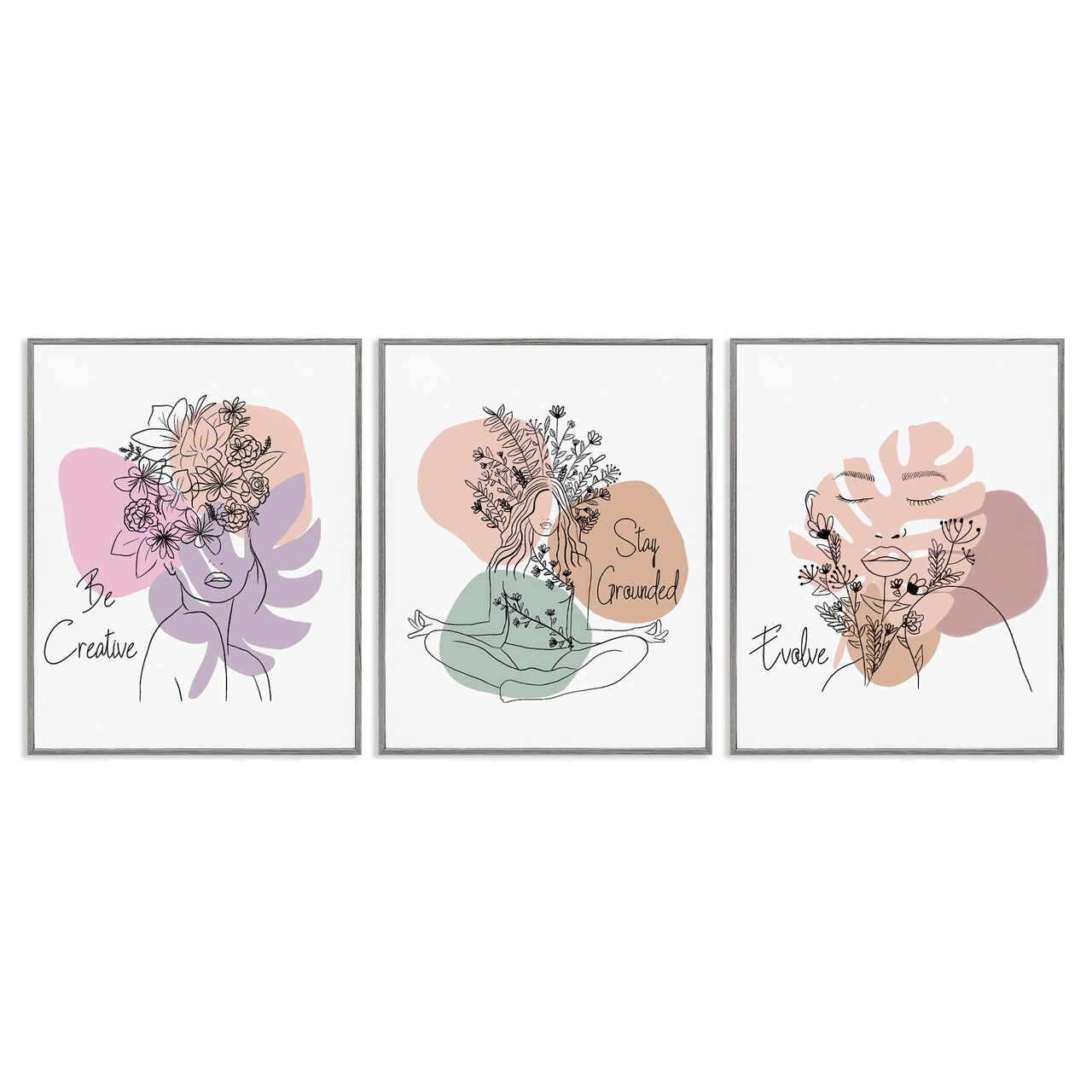 Stupell Industries Creative Inspirational Phrases 3pc Framed Giclee Wall Art Set Design by Chen Alyesh